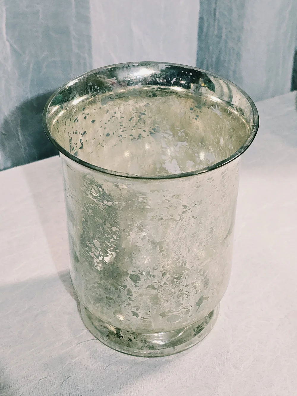 Shimmering Silver Mercury-Style Glass Vase/Candleholder